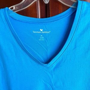 👚💙Woman Within Short Sleeve, V-Neck T-Shirt. Size M (14-16). Plus Size. EUC.